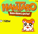 Hamtaro Ham-Hams Unite! title screen for GameBoy Color